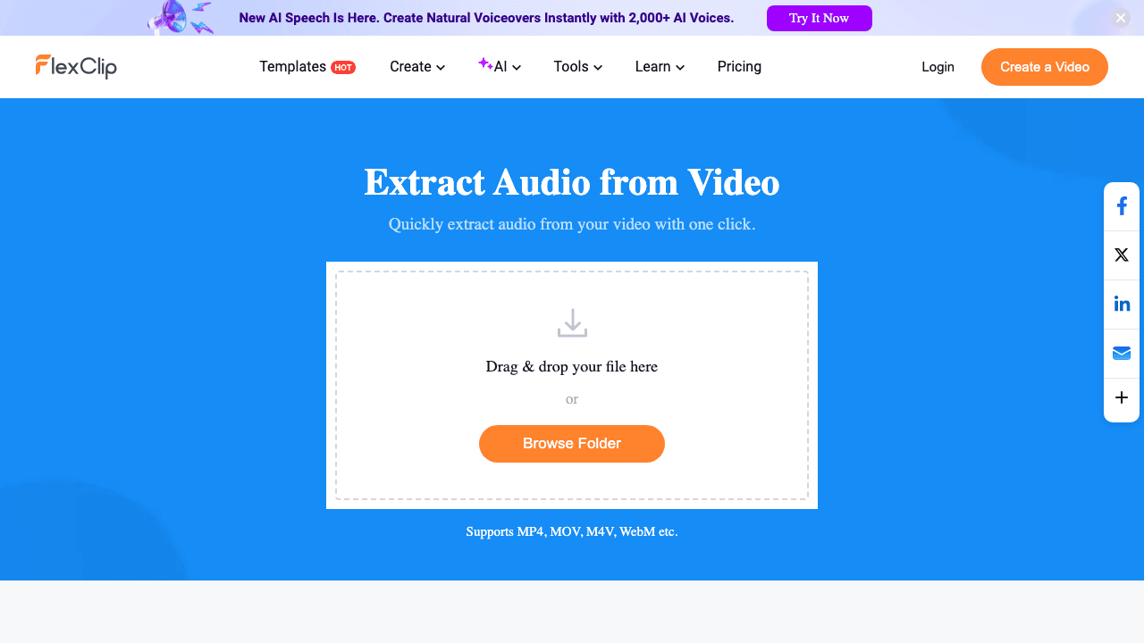 FlexClip audio extractor
