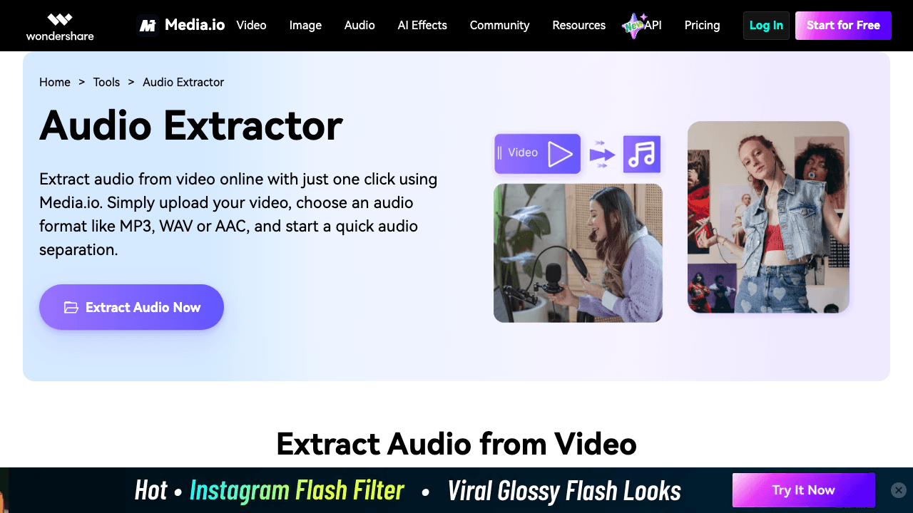 Media.io audio extractor