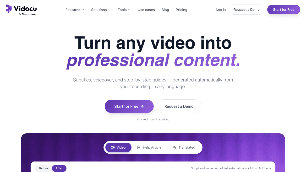 Vidocu AI video documentation platform