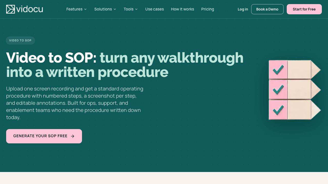Vidocu video to SOP page
