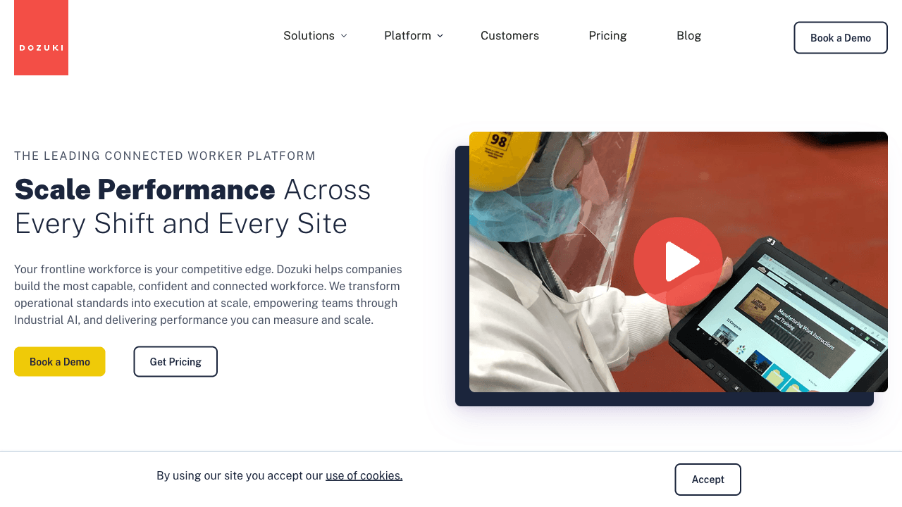 Dozuki connected worker platform homepage