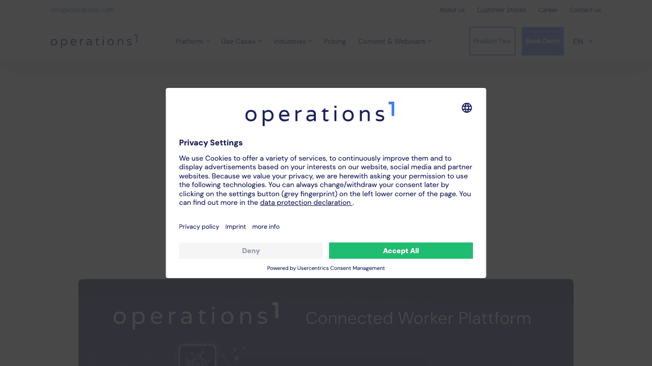 Operations1 connected worker platform homepage