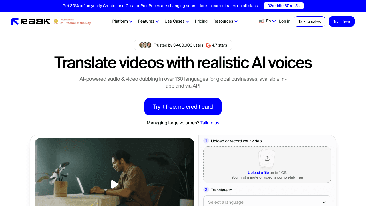 Rask AI video translator