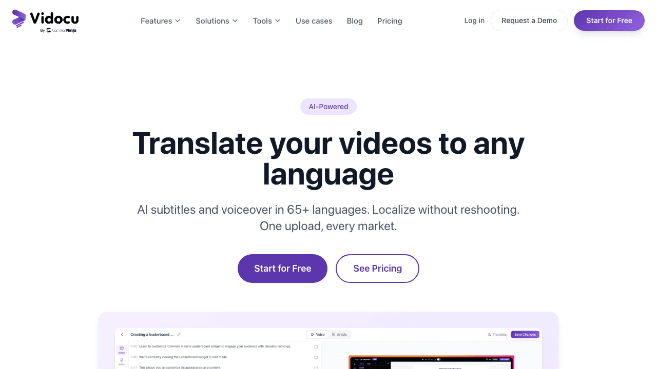 Vidocu video translation