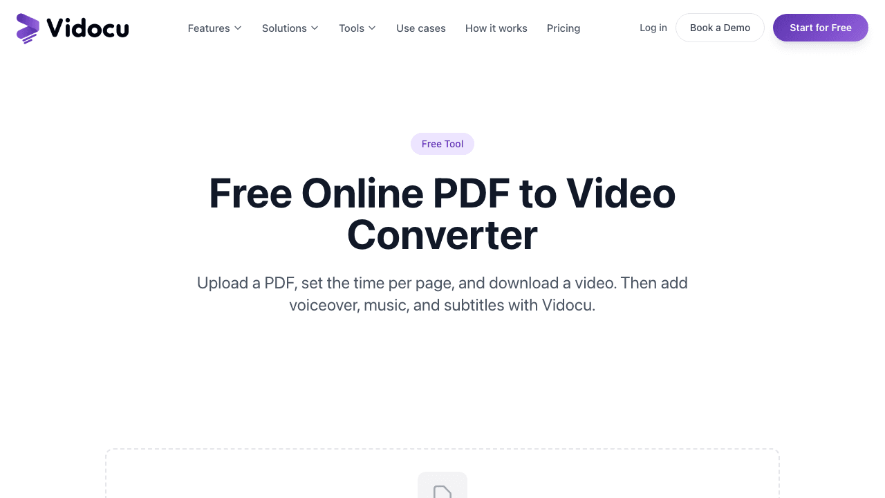 Vidocu free online PDF to video converter