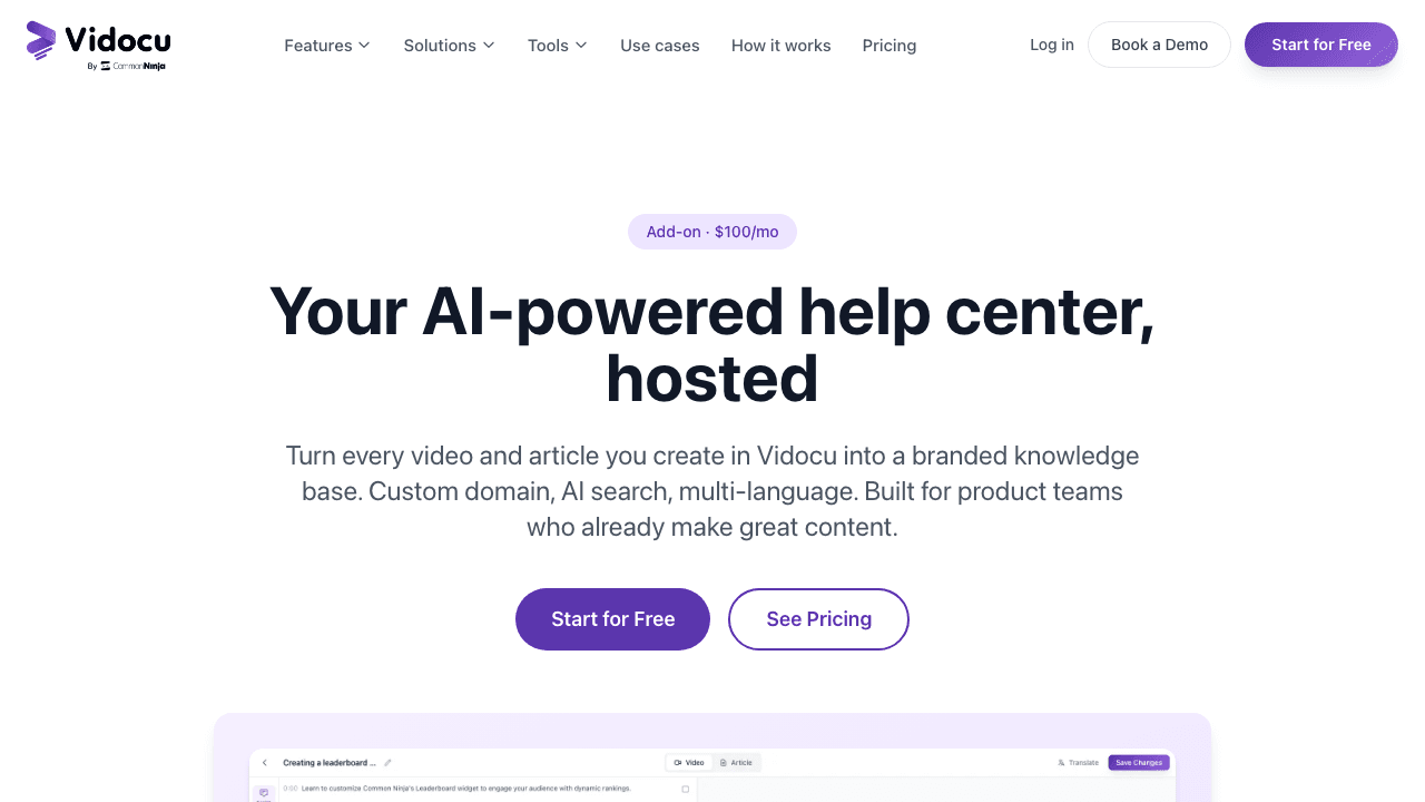 Vidocu Knowledge Center feature overview